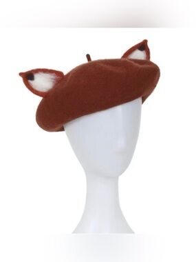 Collectif Brown Fox Ear Wool Beret